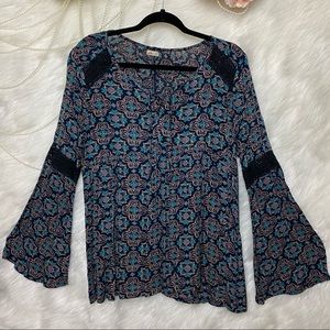 Hollister Bell Sleeve Blouse Tie Front Winter